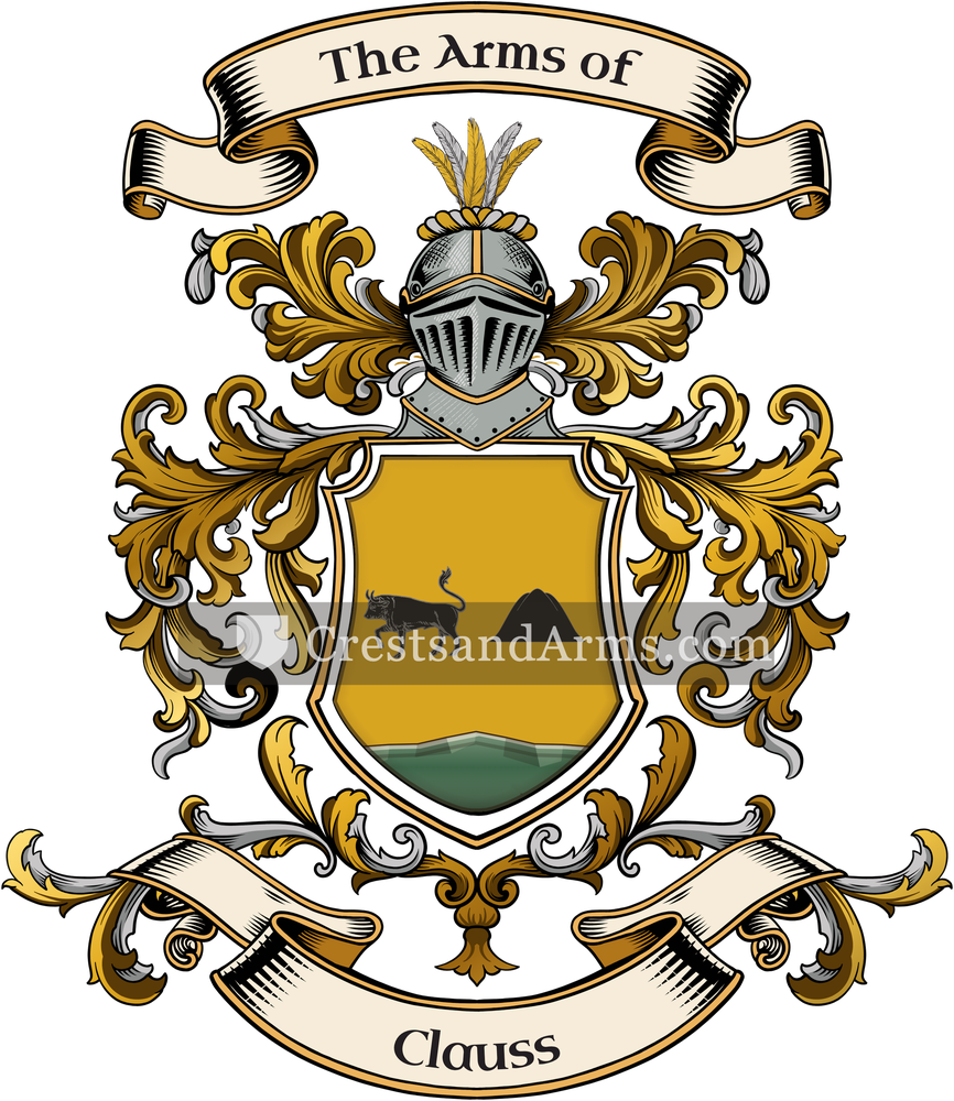 The Clauss coat of arms, drawn from the recorded blazon