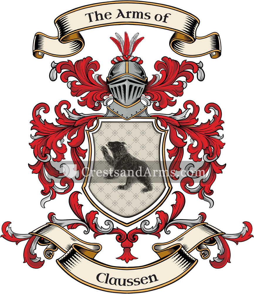 The Claussen coat of arms, drawn from the recorded blazon