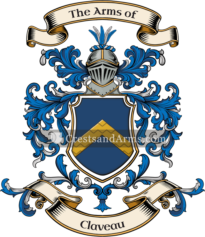 The Claveau coat of arms, drawn from the recorded blazon