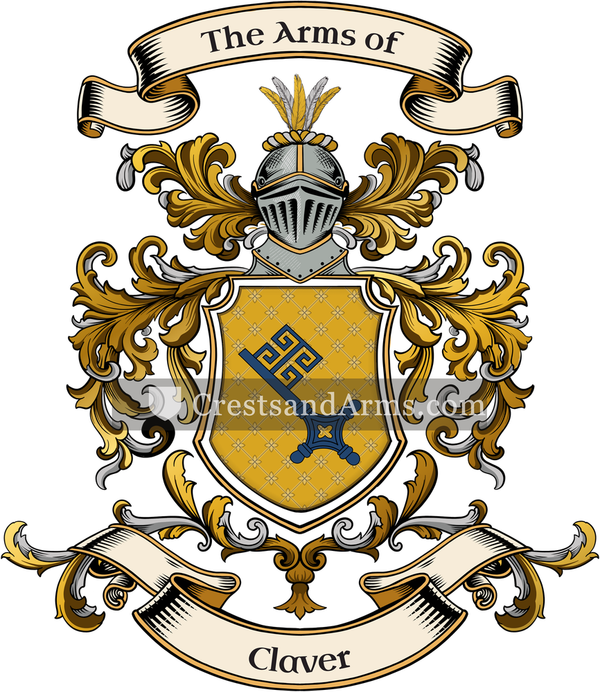 The Claver coat of arms, drawn from the recorded blazon