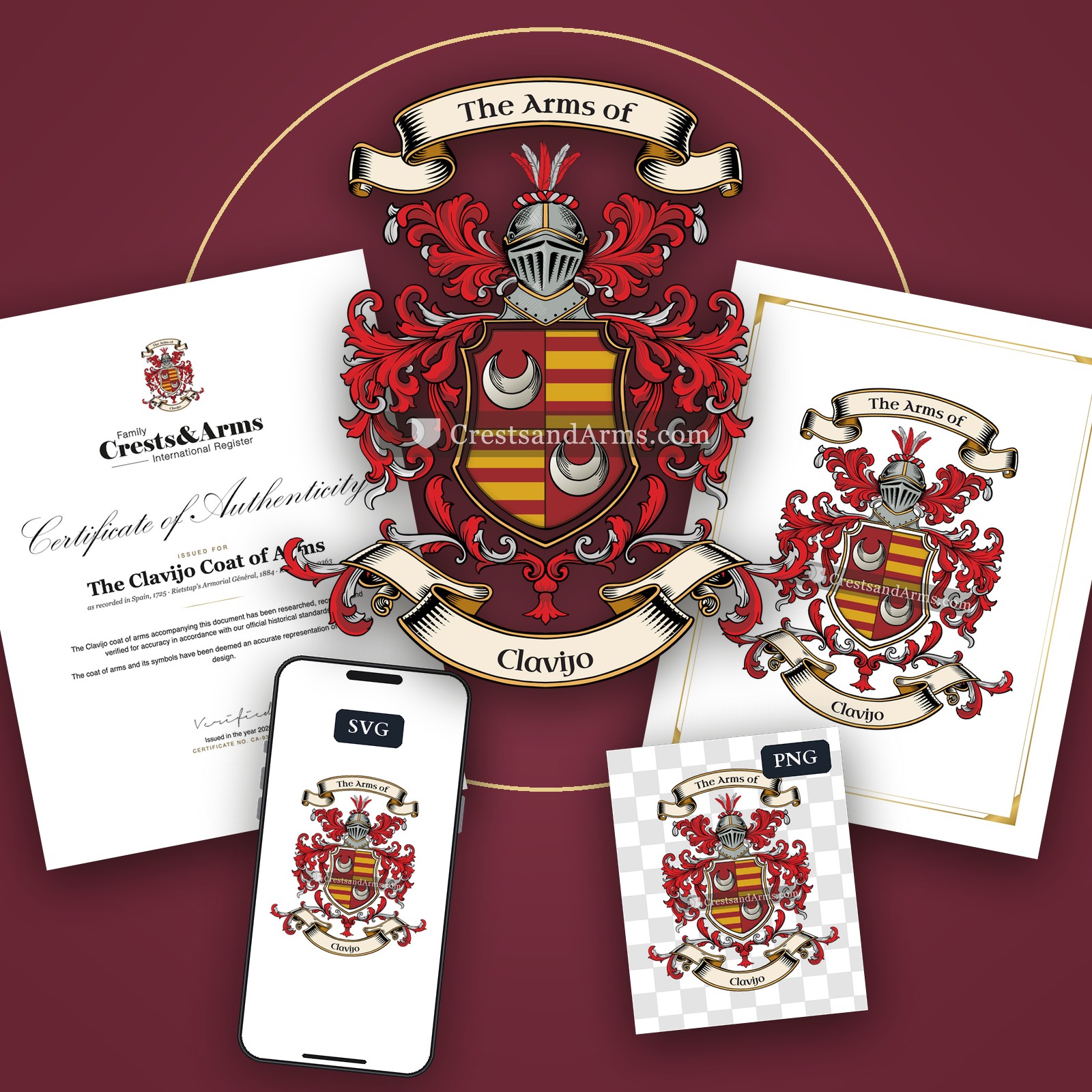 The Clavijo arms on the coat of arms — digital pack