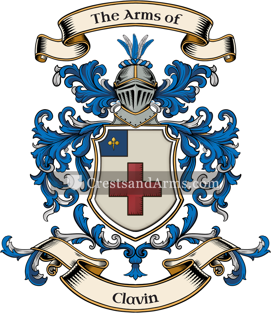 The Clavin coat of arms, drawn from the recorded blazon