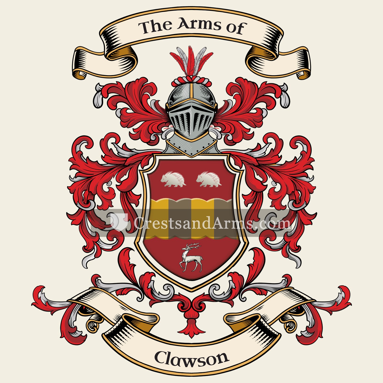 The Clawson coat of arms, drawn from the recorded blazon