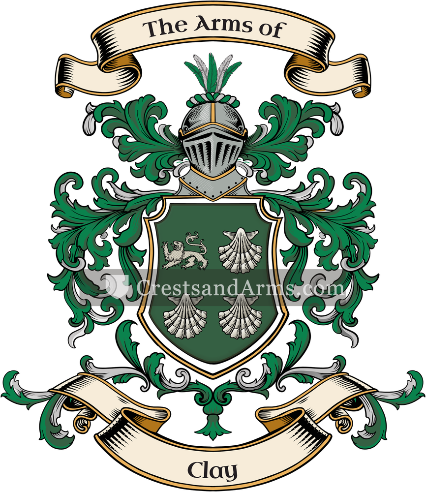 The Clay coat of arms, drawn from the recorded blazon