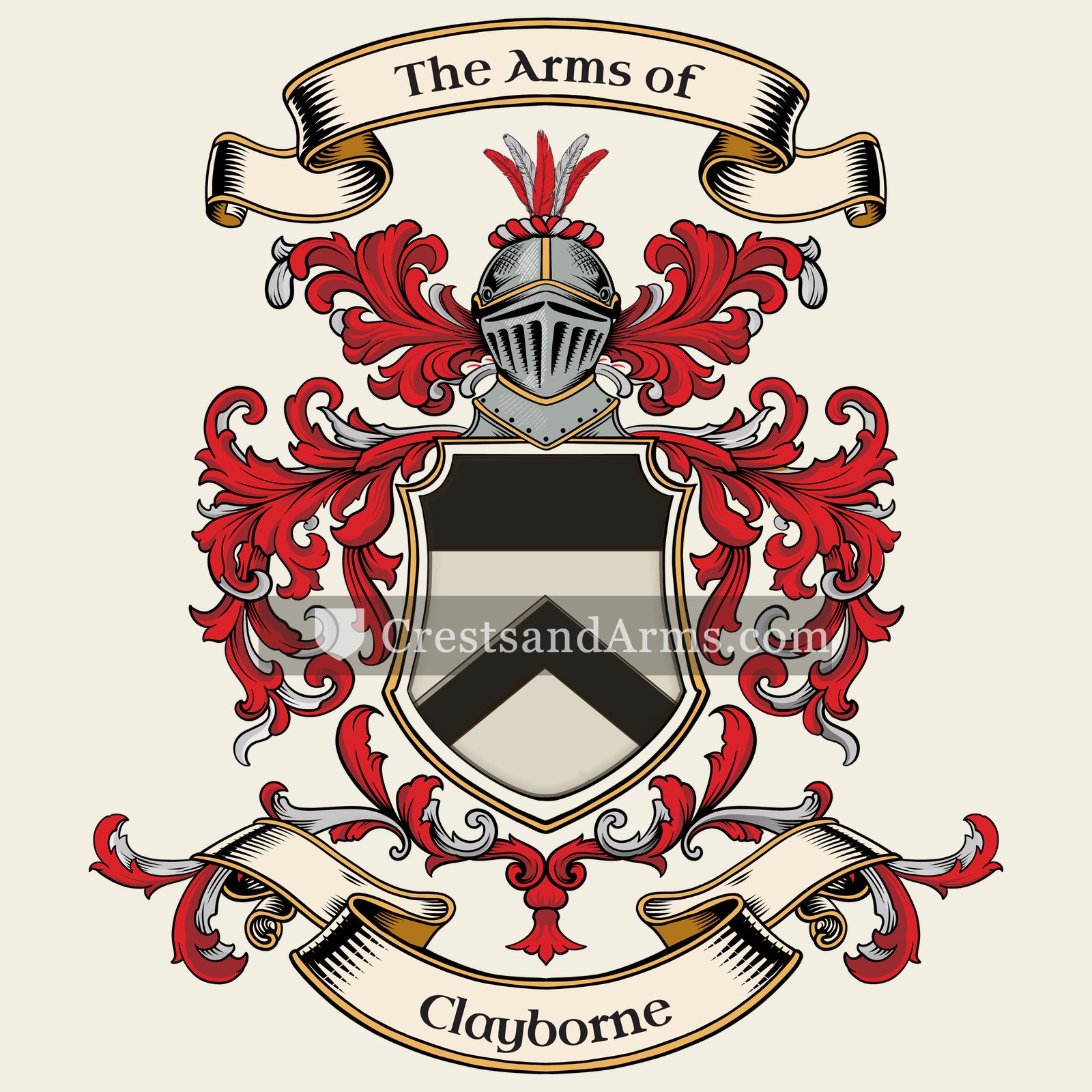 The Clayborne coat of arms, drawn from the recorded blazon