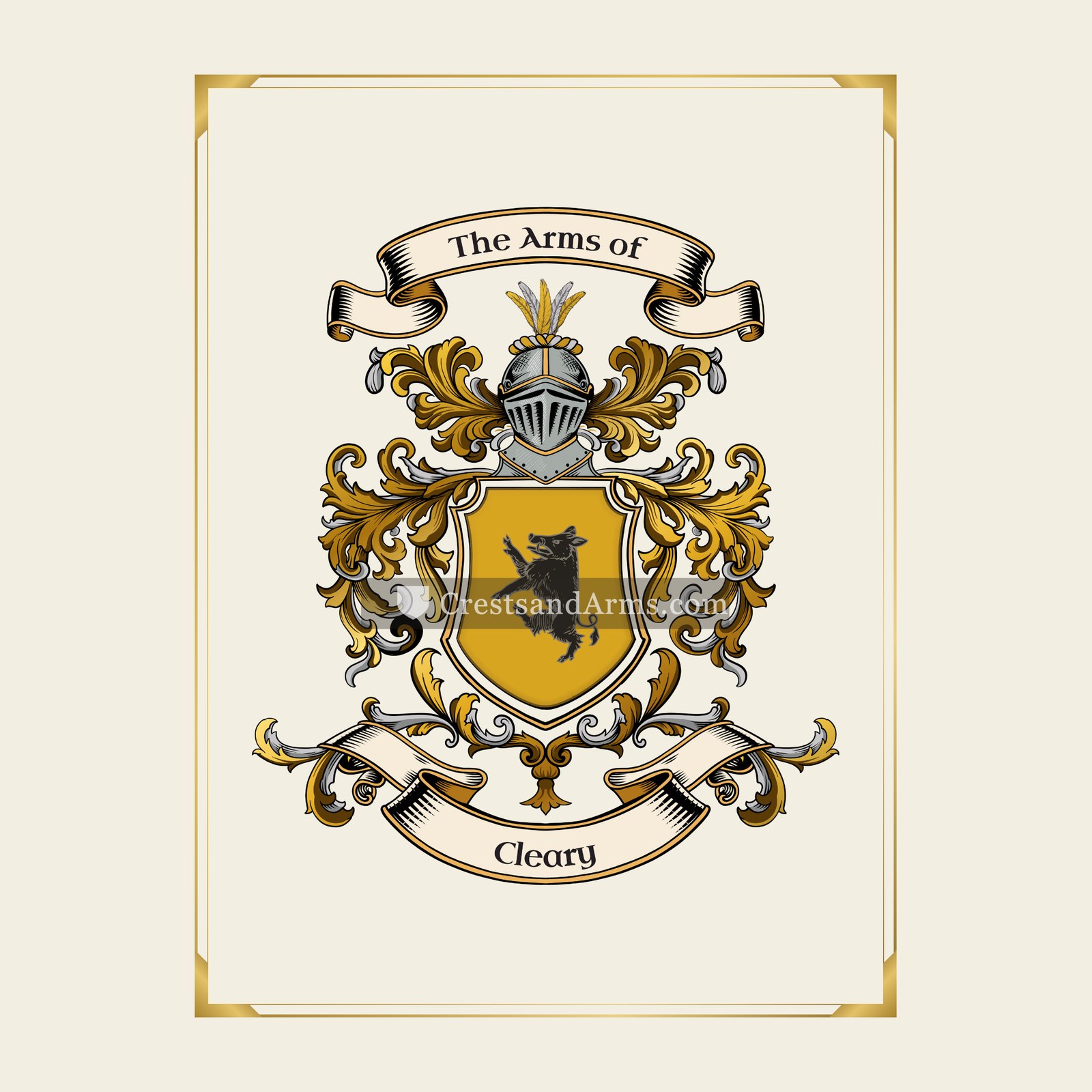 With gold border