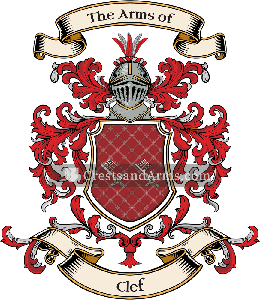 The Clef coat of arms, drawn from the recorded blazon