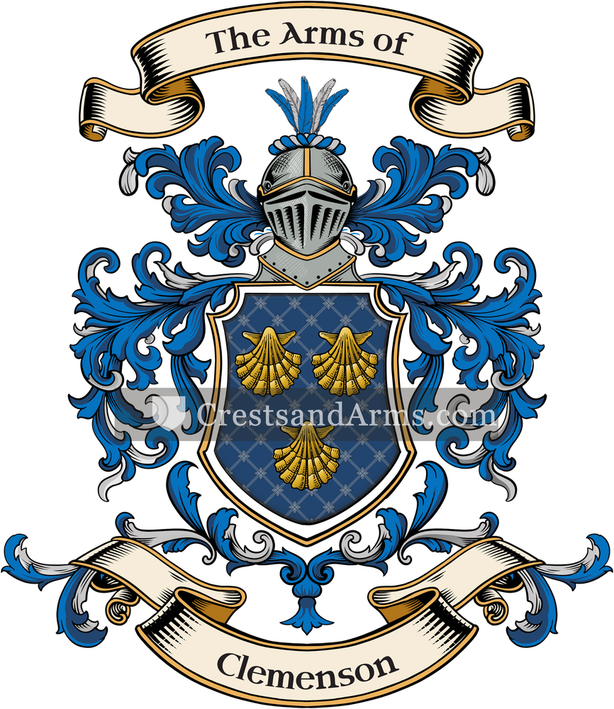 The Clemenson coat of arms, drawn from the recorded blazon