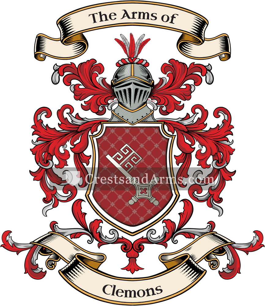 The Clemons coat of arms, drawn from the recorded blazon