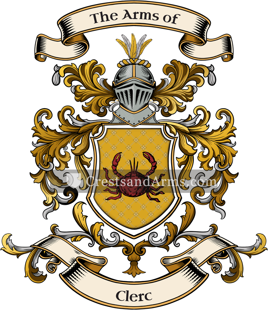 The Clerc coat of arms, drawn from the recorded blazon