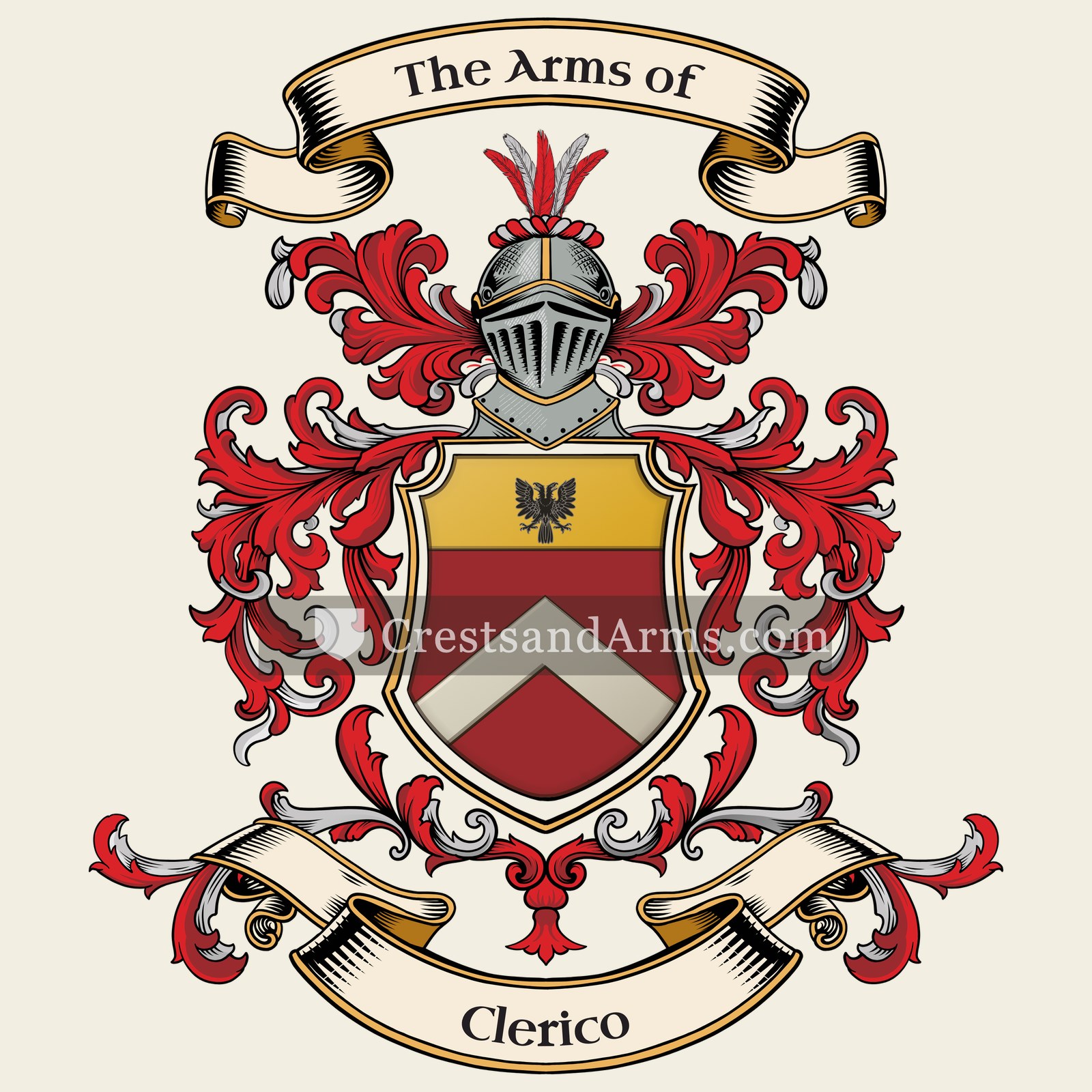 The Clerico coat of arms, drawn from the recorded blazon