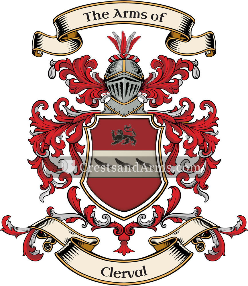 The Clerval coat of arms, drawn from the recorded blazon