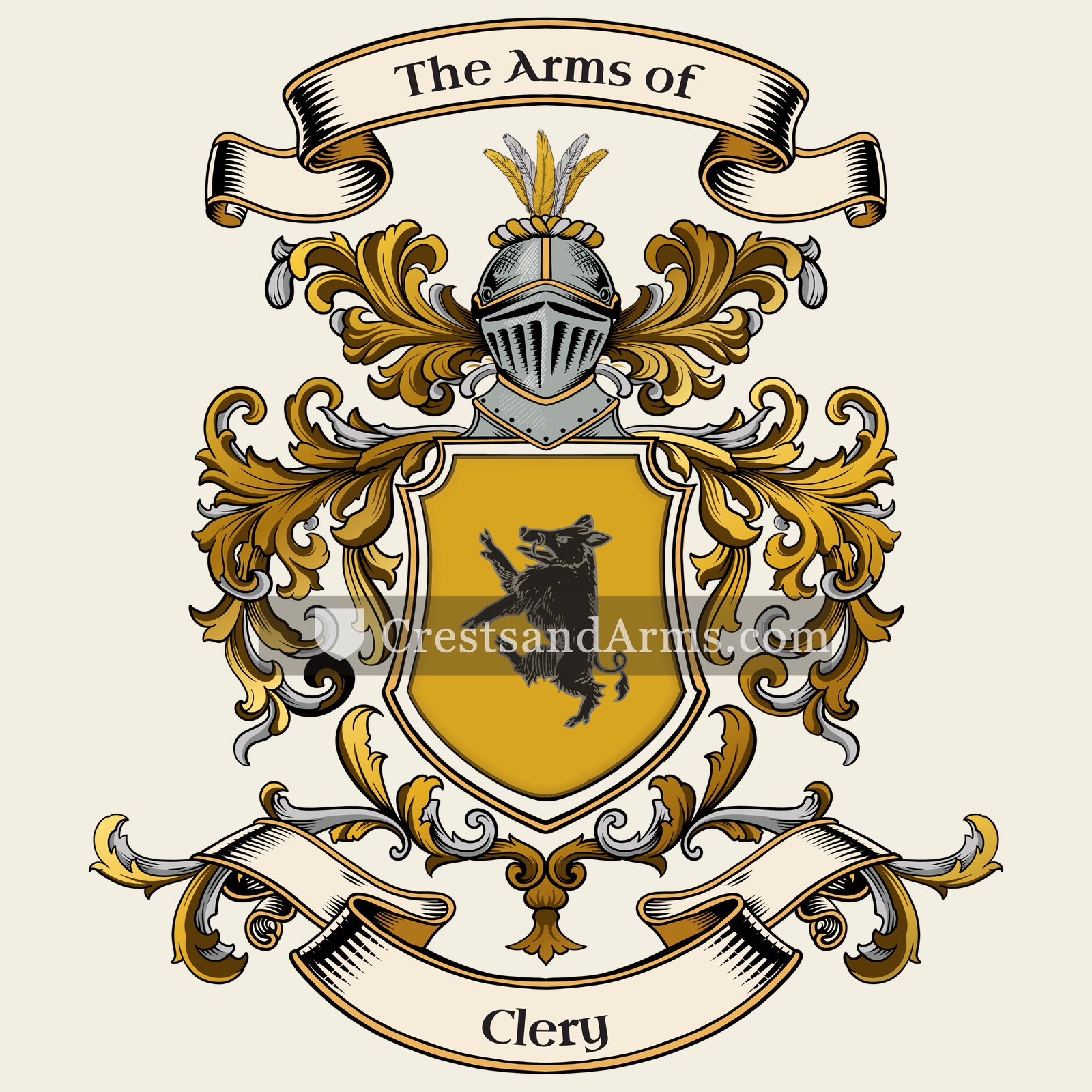 The Clery coat of arms, drawn from the recorded blazon