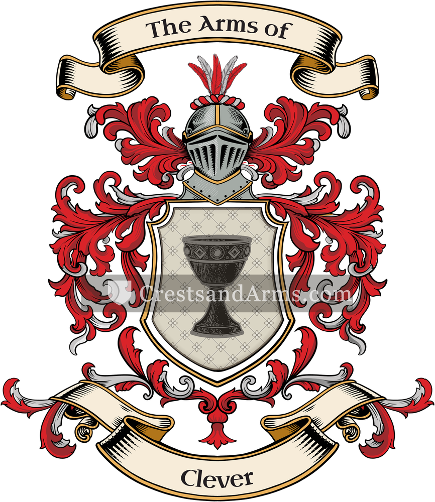 The Clever coat of arms, drawn from the recorded blazon