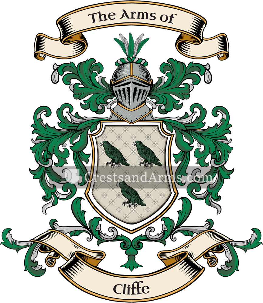 The Cliffe coat of arms, drawn from the recorded blazon