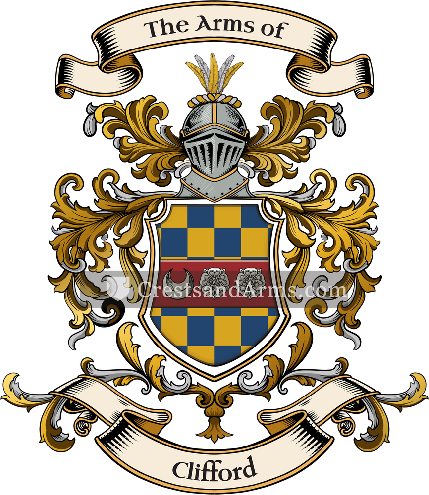 The Clifford coat of arms, drawn from the recorded blazon