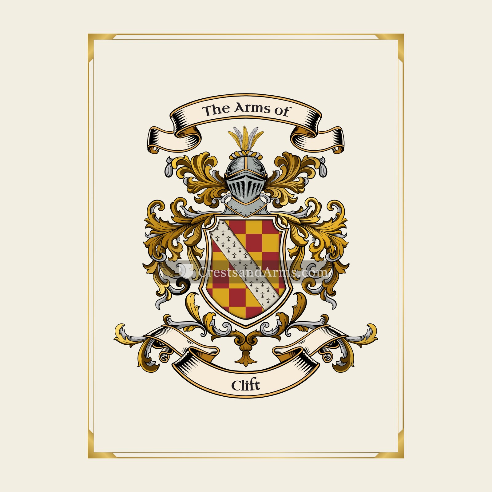 With gold border