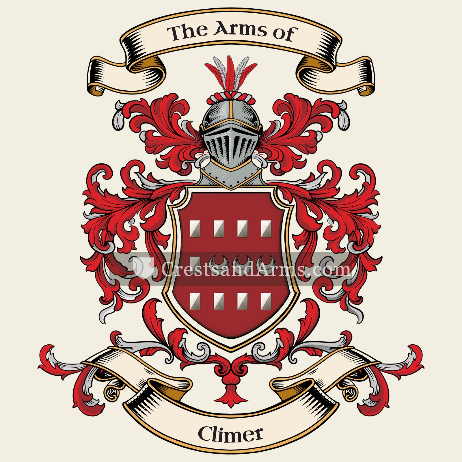 The Climer coat of arms, drawn from the recorded blazon