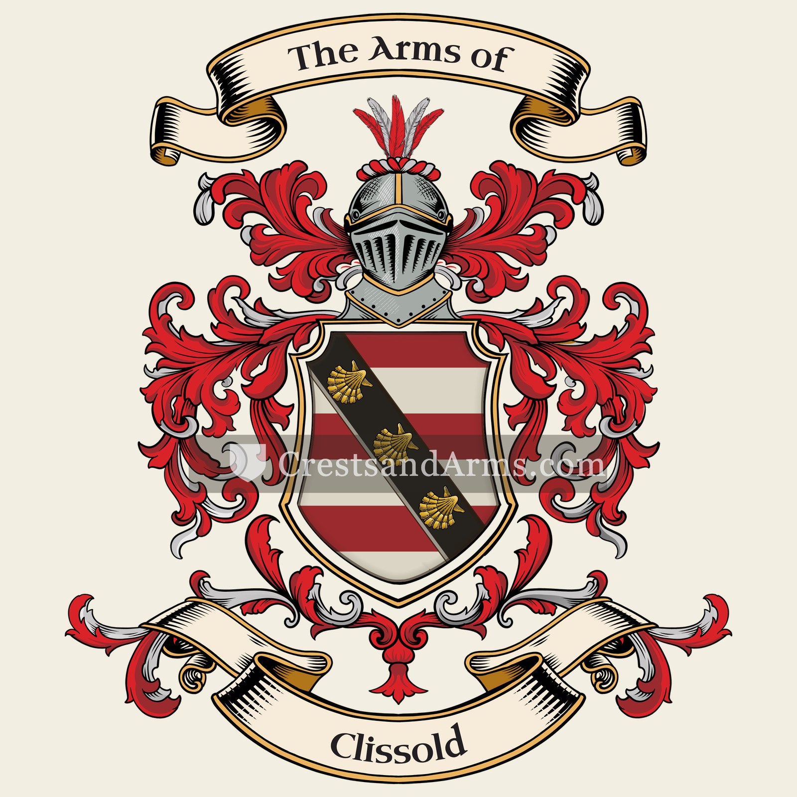The Clissold coat of arms, drawn from the recorded blazon