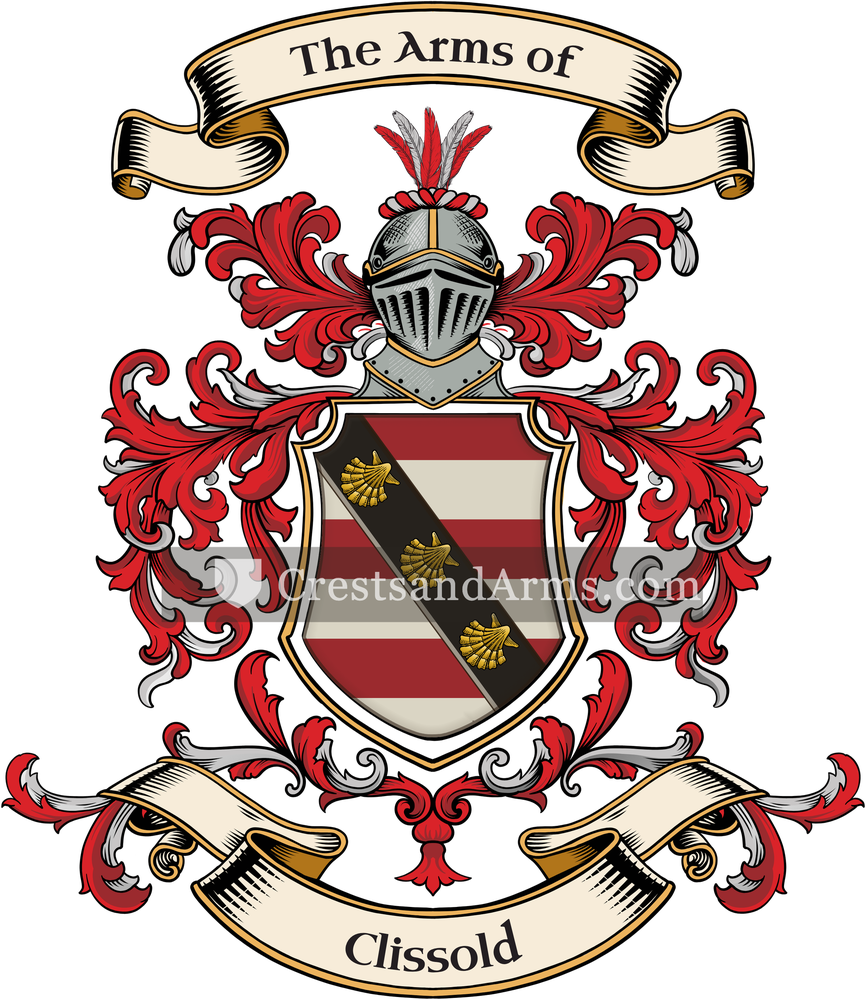 The Clissold coat of arms, drawn from the recorded blazon