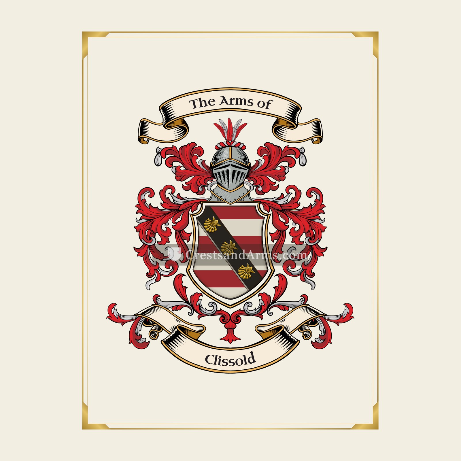 With gold border