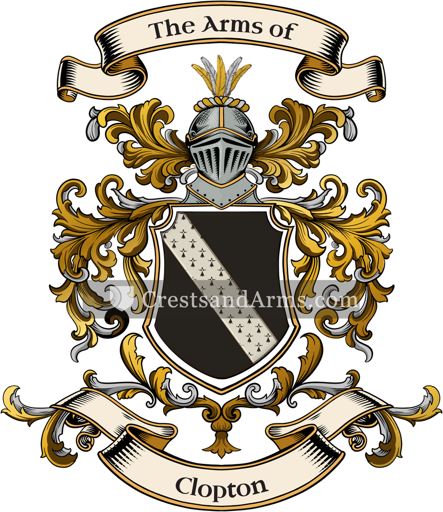 The Clopton coat of arms, drawn from the recorded blazon