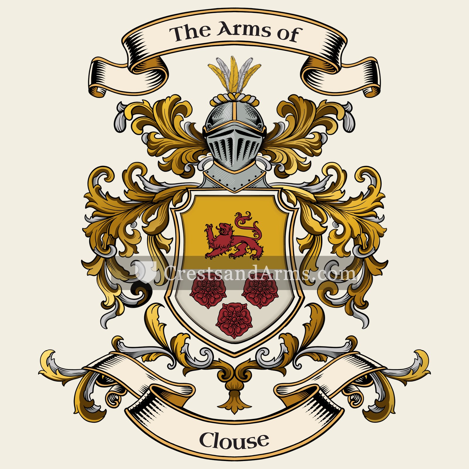 The Clouse coat of arms, drawn from the recorded blazon