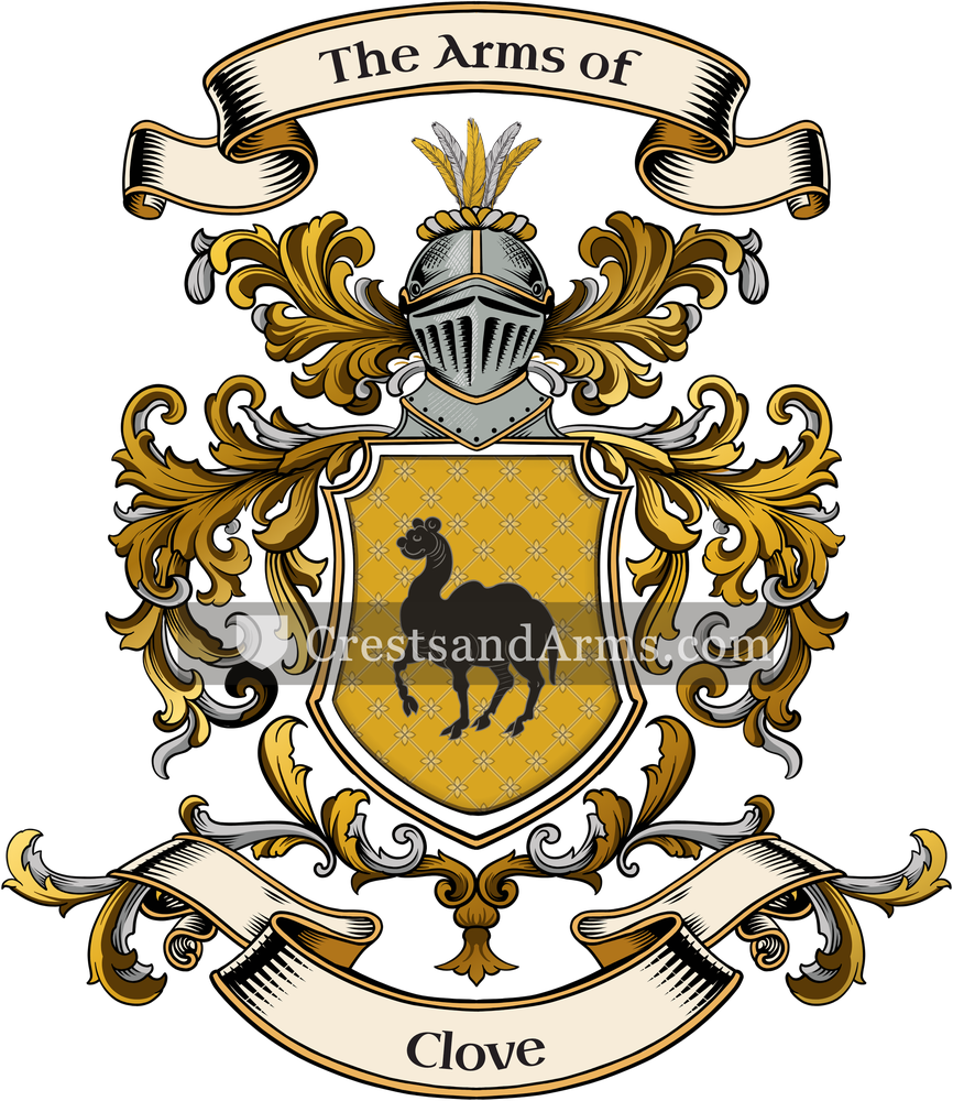 The Clove coat of arms, drawn from the recorded blazon