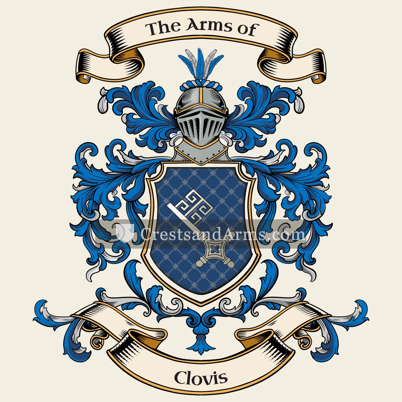 The Clovis coat of arms, drawn from the recorded blazon