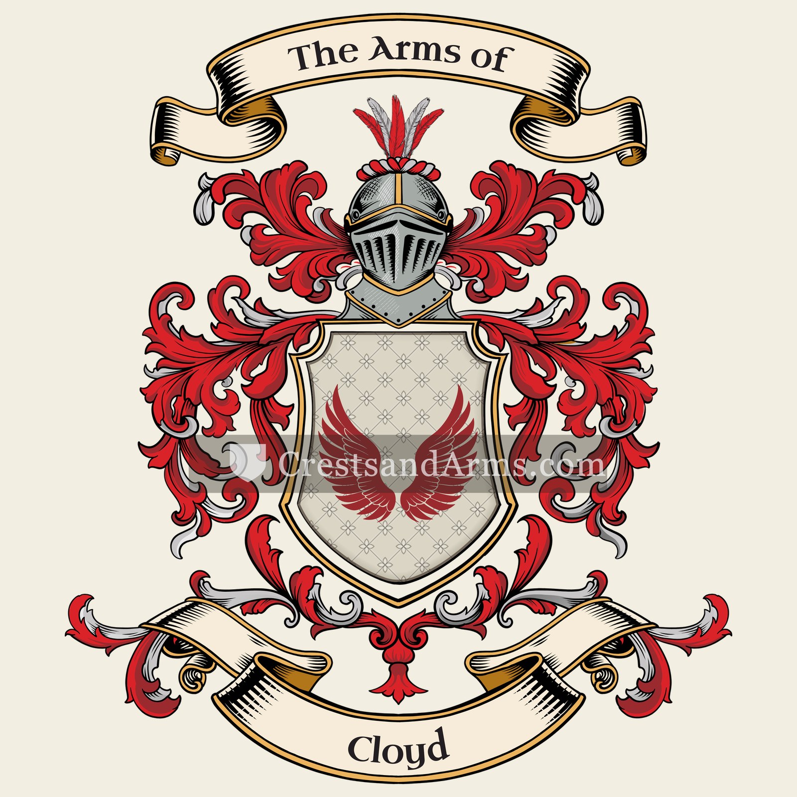 The Cloyd coat of arms, drawn from the recorded blazon