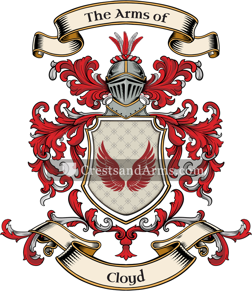 The Cloyd coat of arms, drawn from the recorded blazon