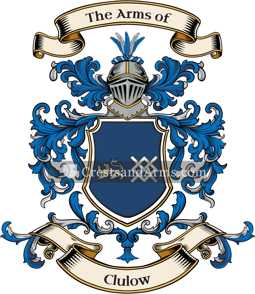 The Clulow coat of arms, drawn from the recorded blazon