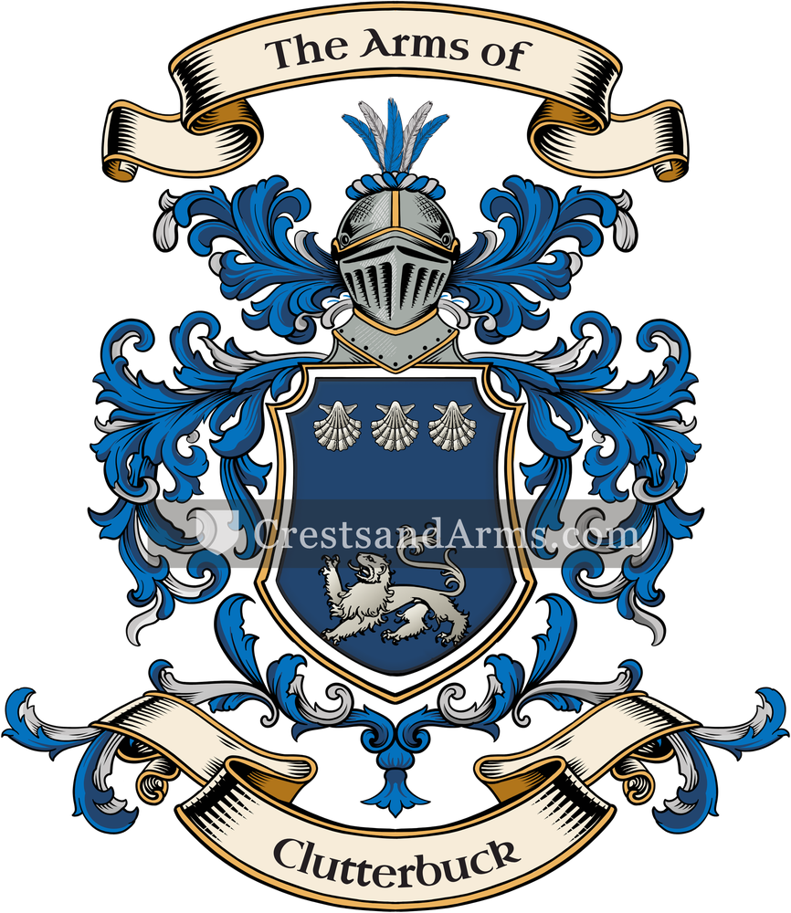 The Clutterbuck coat of arms, drawn from the recorded blazon