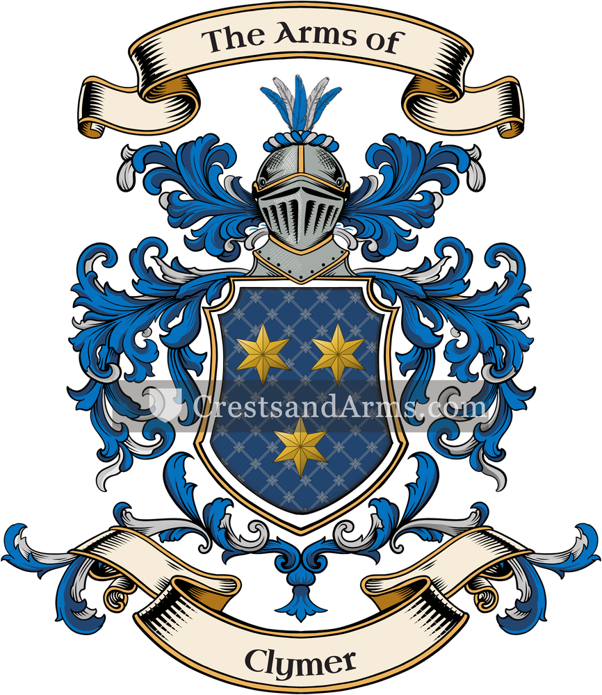 The Clymer coat of arms, drawn from the recorded blazon