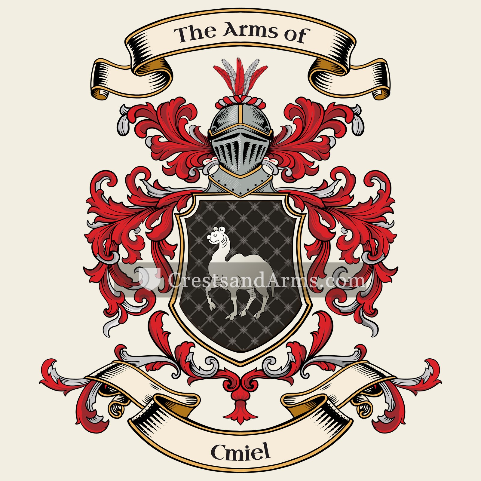 The Cmiel coat of arms, drawn from the recorded blazon