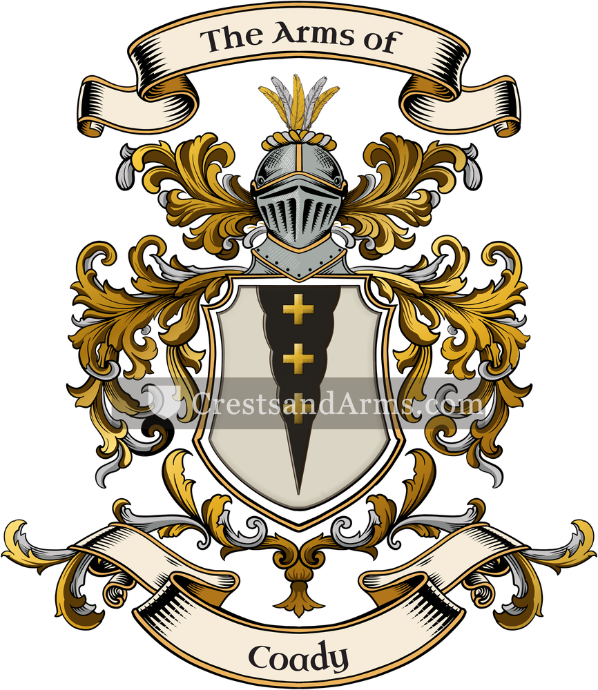 The Coady coat of arms, drawn from the recorded blazon