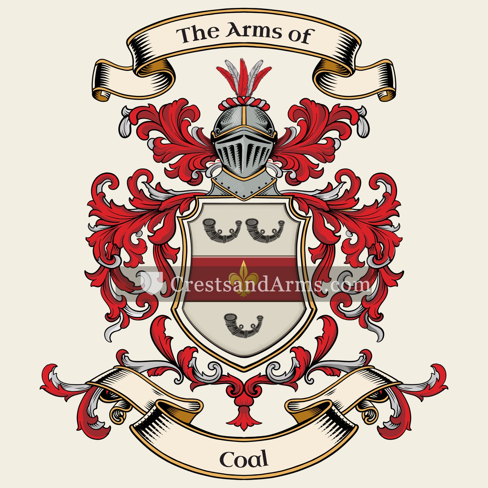 The Coal coat of arms, drawn from the recorded blazon
