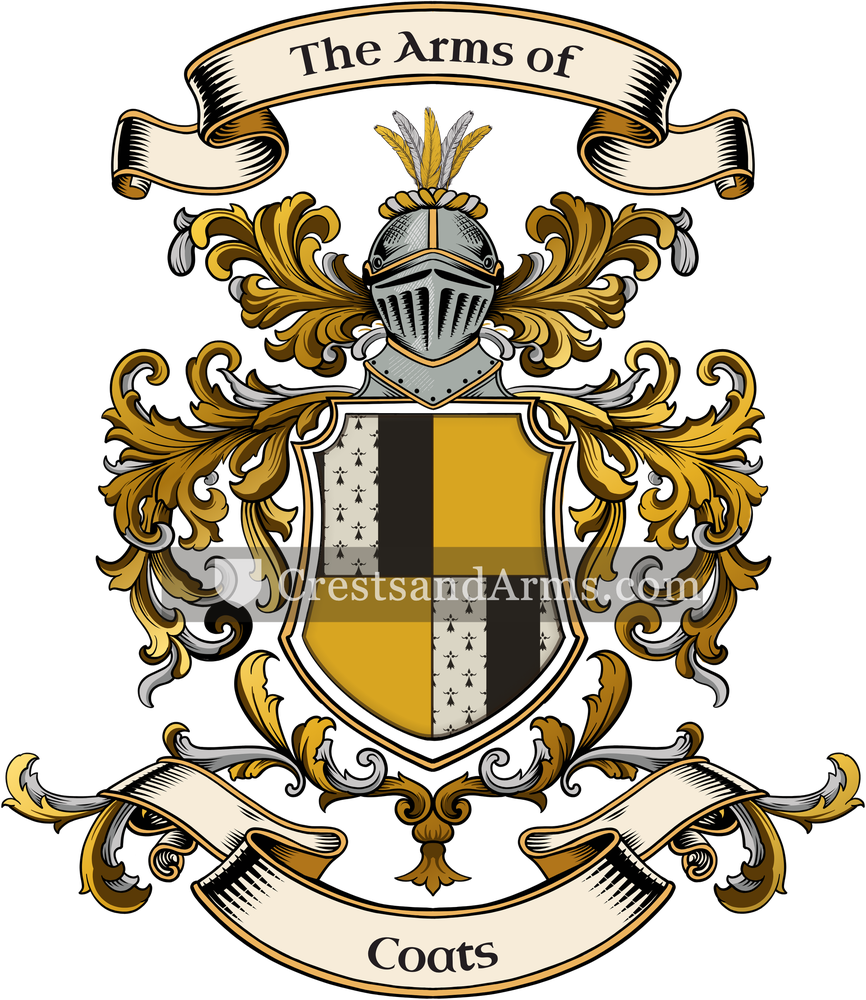 The Coats coat of arms, drawn from the recorded blazon
