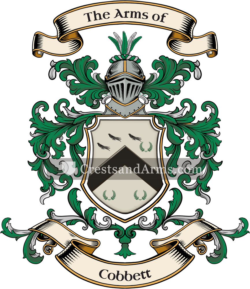 The Cobbett coat of arms, drawn from the recorded blazon