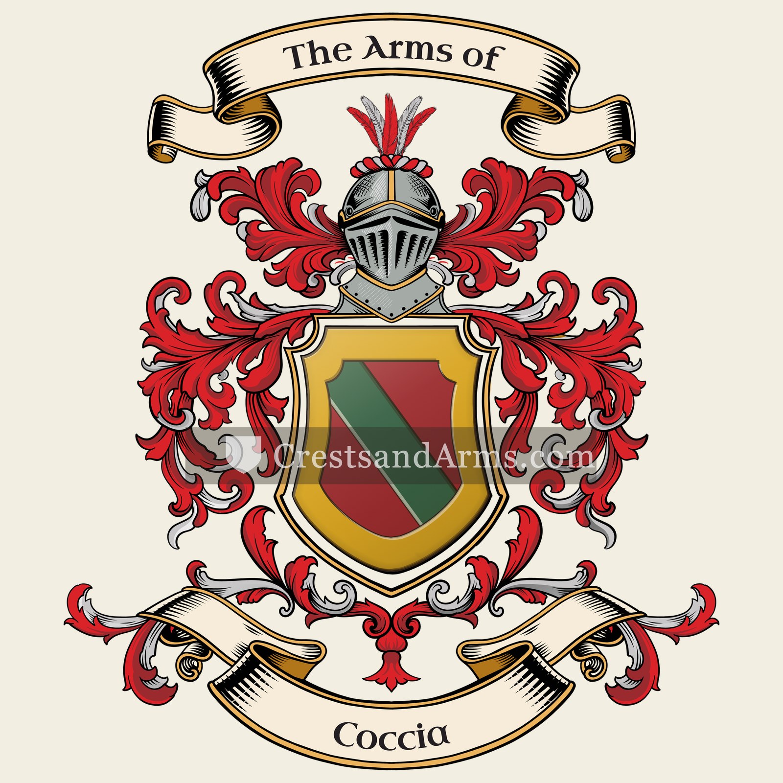 The Coccia coat of arms, drawn from the recorded blazon