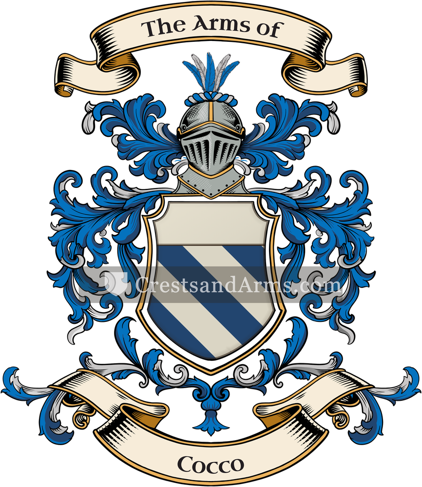 The Cocco coat of arms, drawn from the recorded blazon