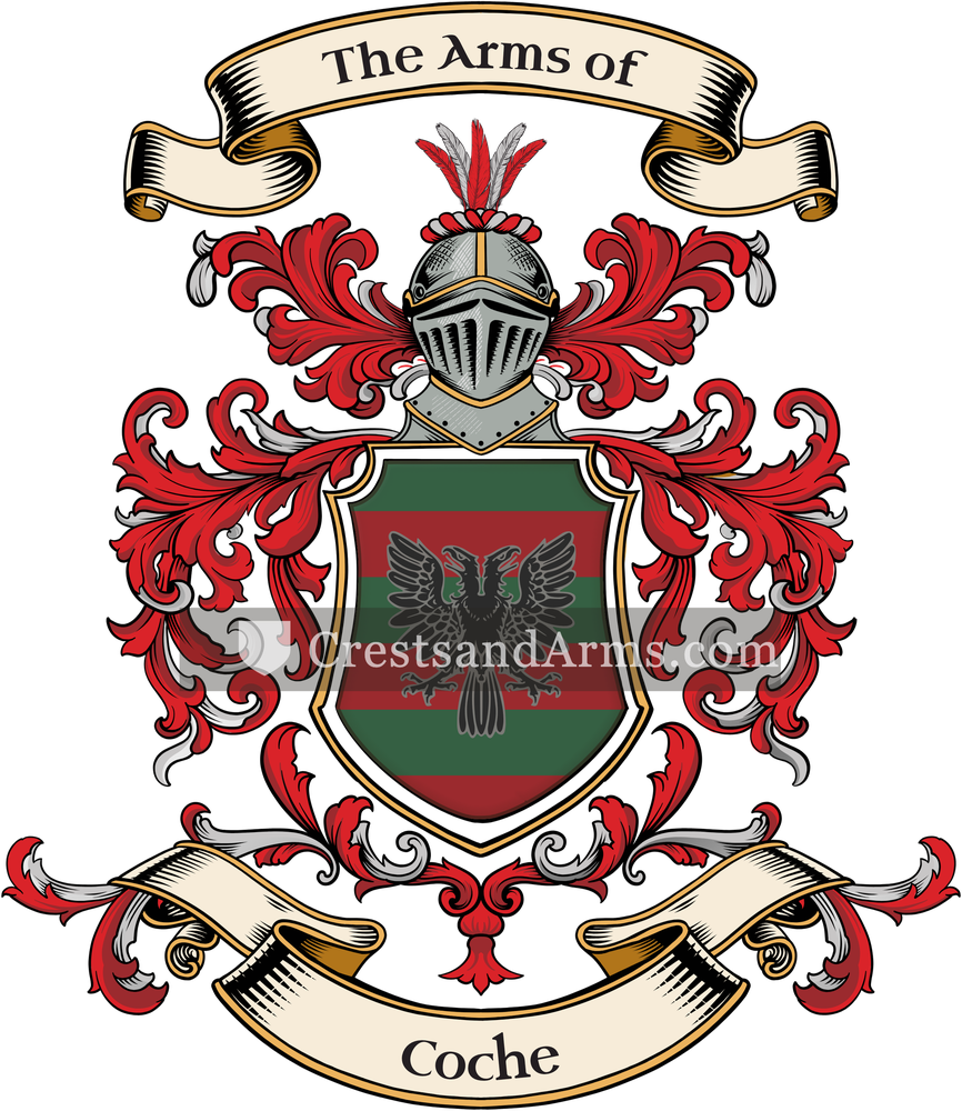 The Coche coat of arms, drawn from the recorded blazon