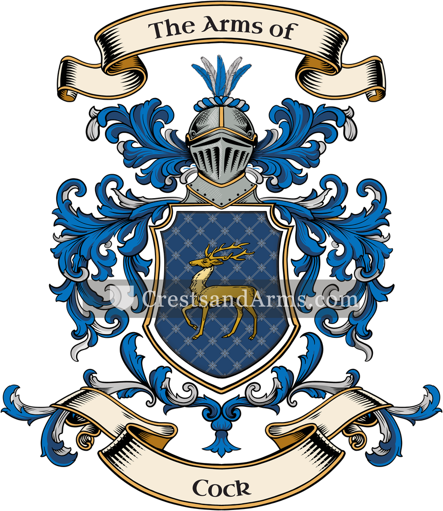 The Cock coat of arms, drawn from the recorded blazon