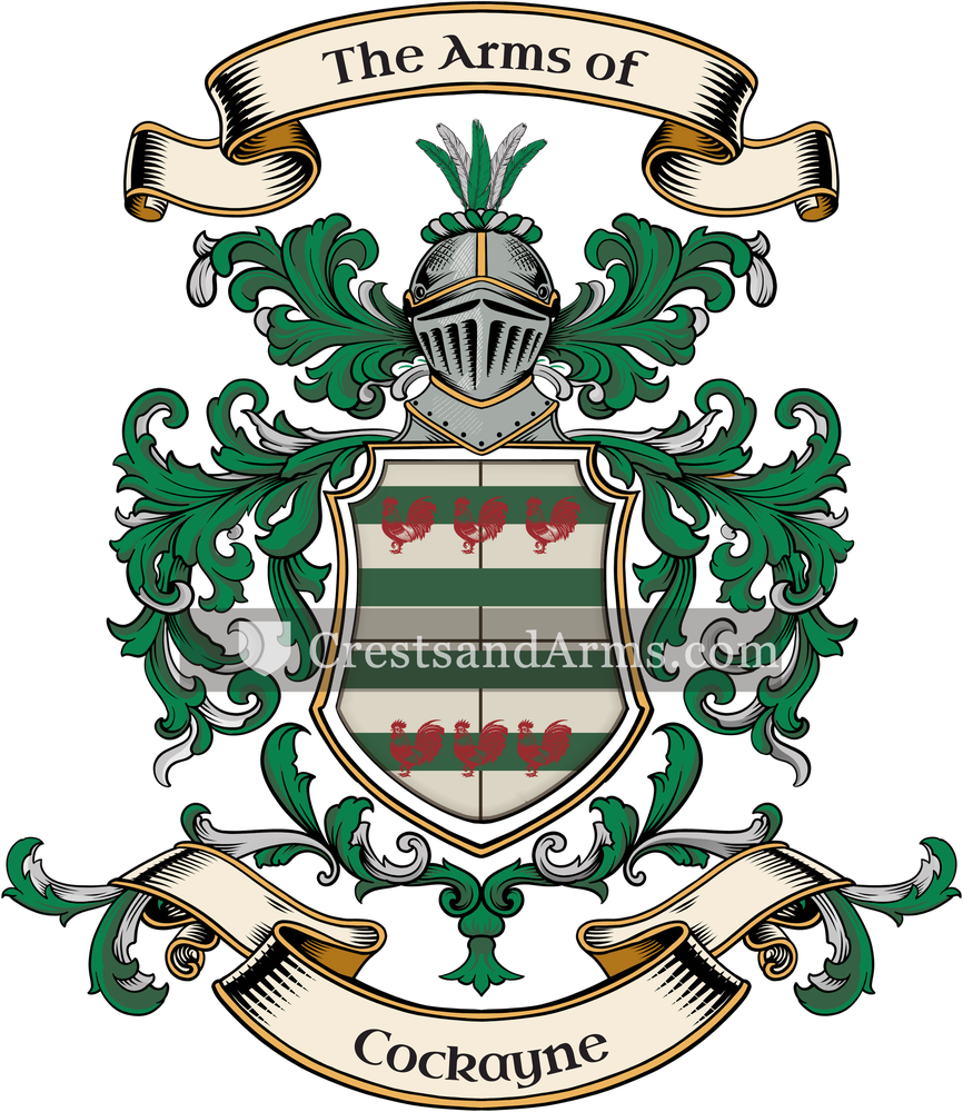 The Cockayne coat of arms, drawn from the recorded blazon