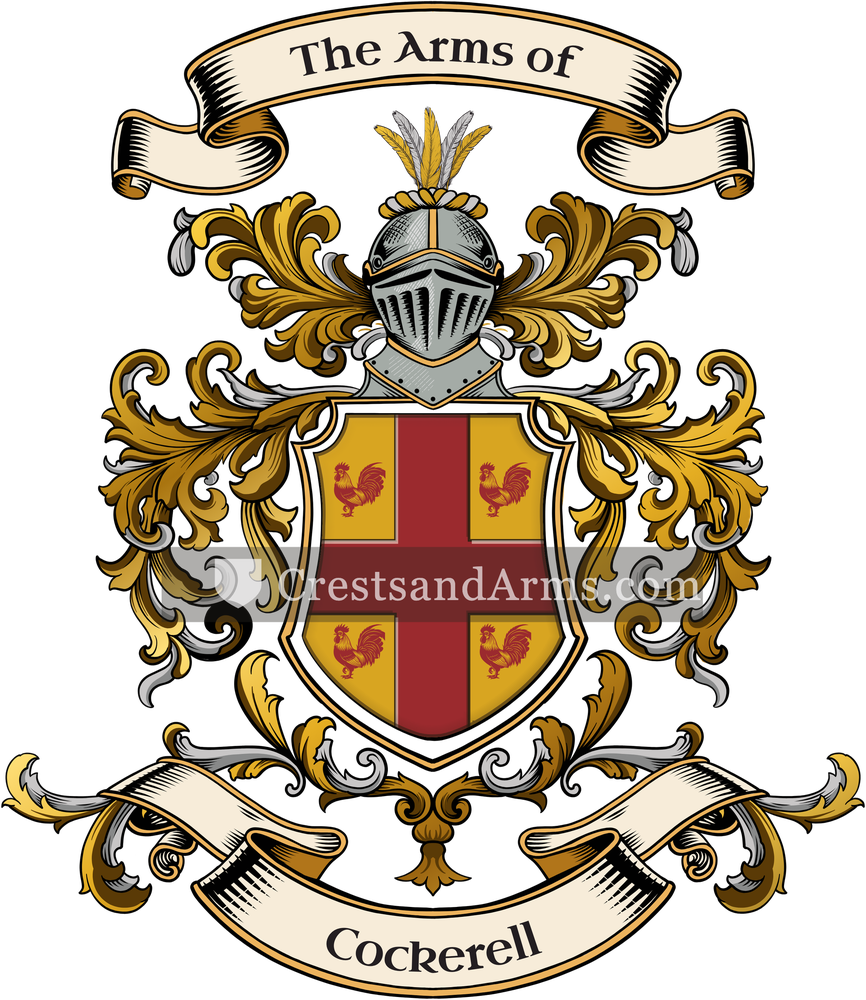 The Cockerell coat of arms, drawn from the recorded blazon