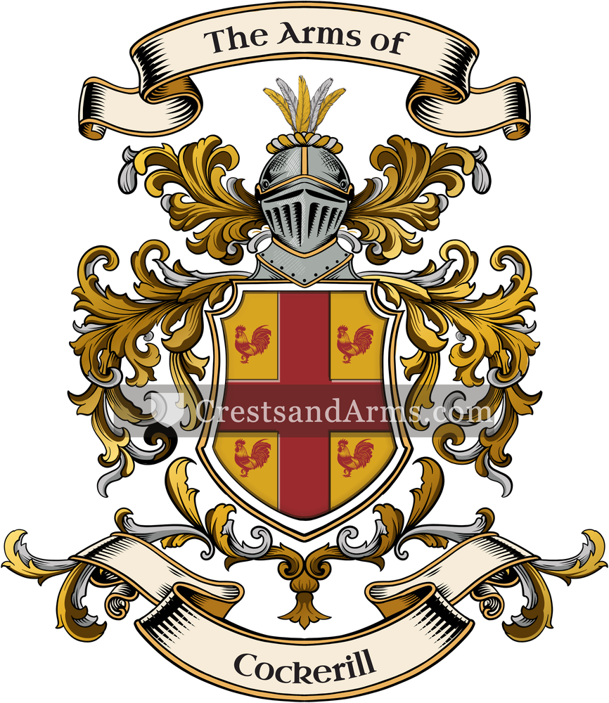 The Cockerill coat of arms, drawn from the recorded blazon