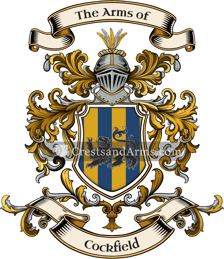 The Cockfield coat of arms, drawn from the recorded blazon