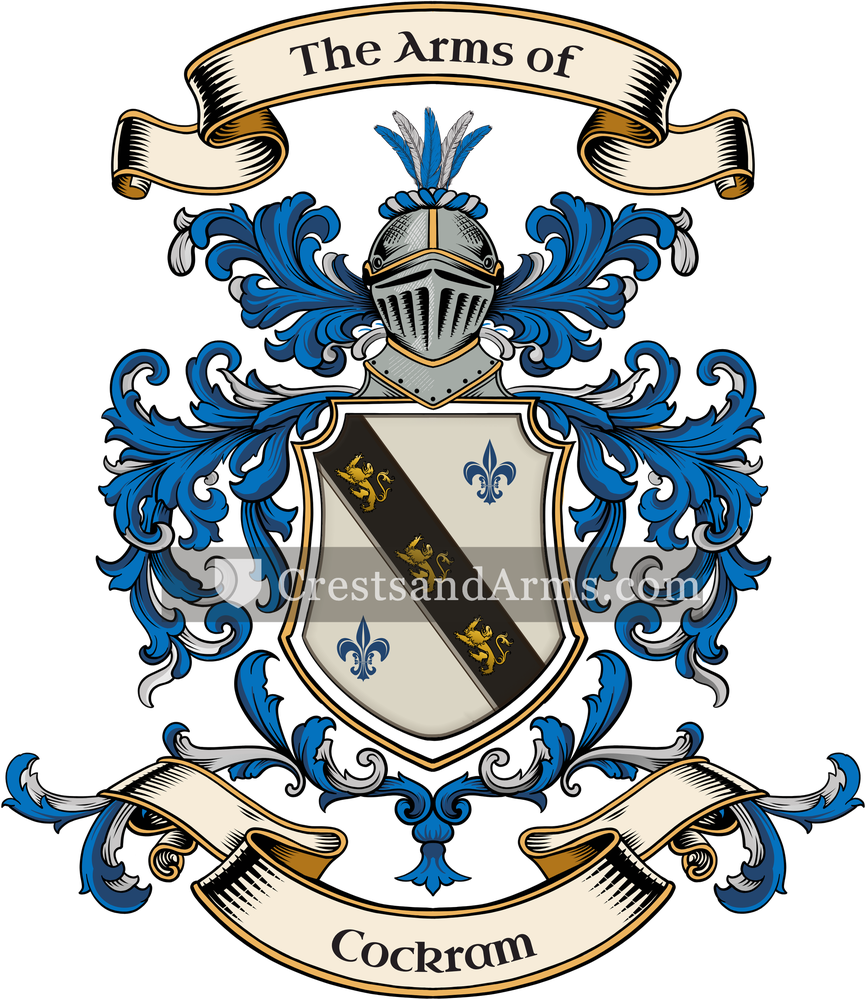 The Cockram coat of arms, drawn from the recorded blazon