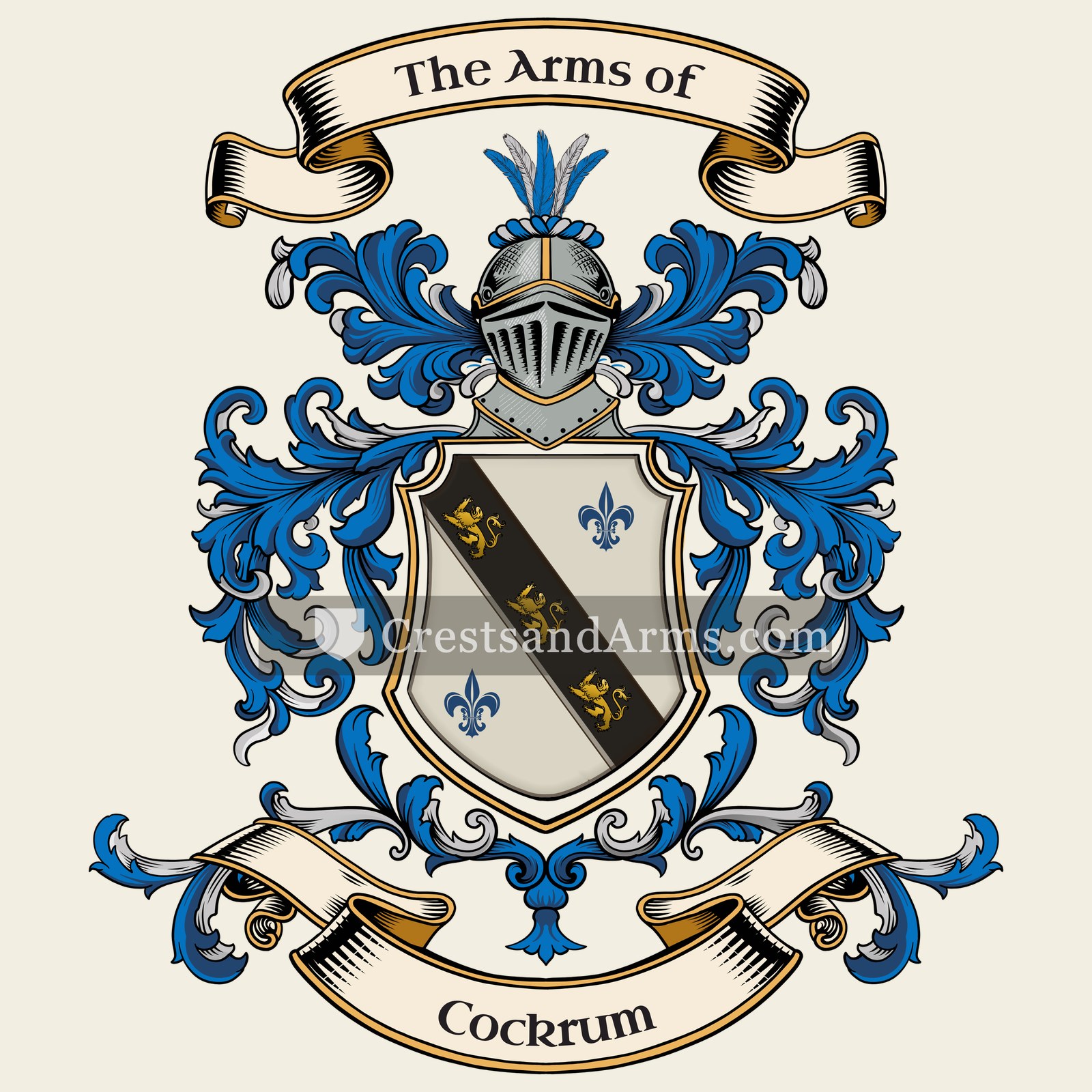 The Cockrum coat of arms, drawn from the recorded blazon