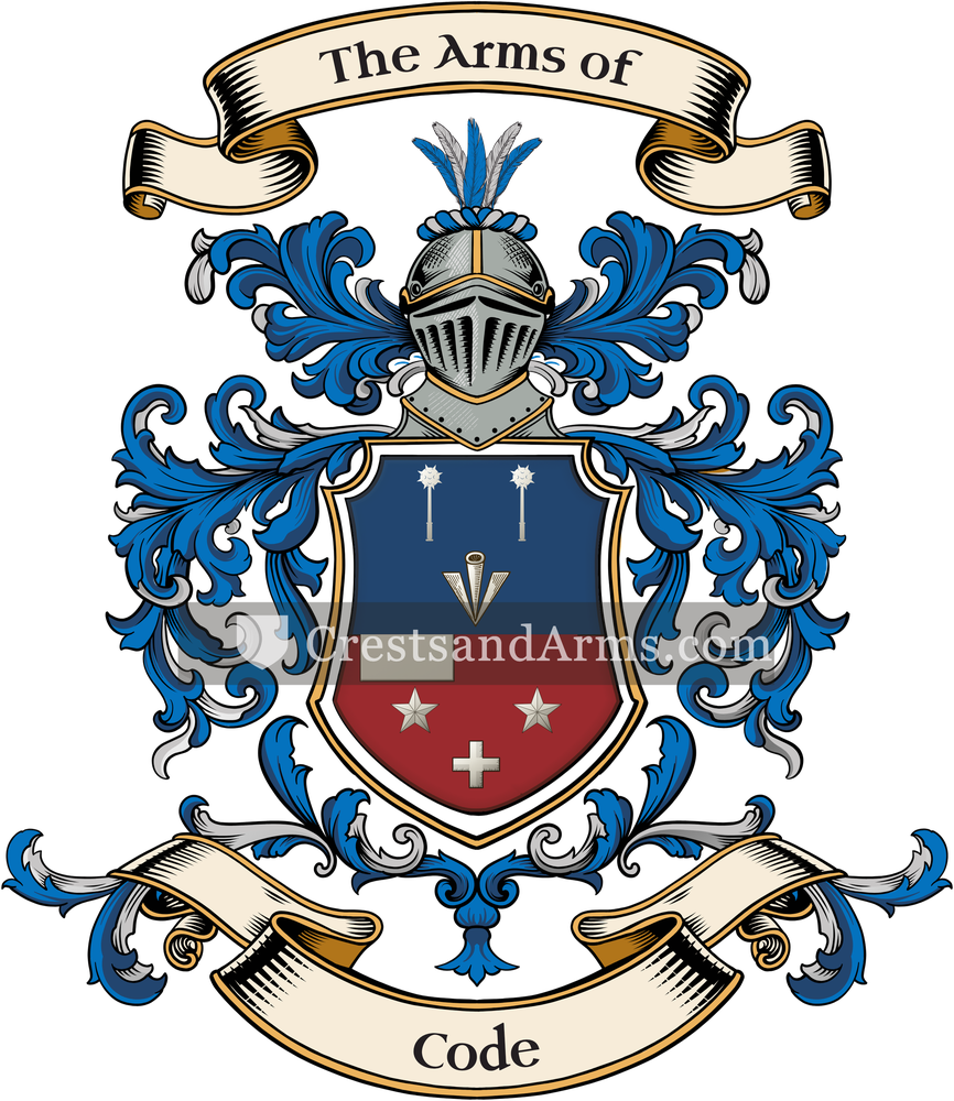 The Code coat of arms, drawn from the recorded blazon